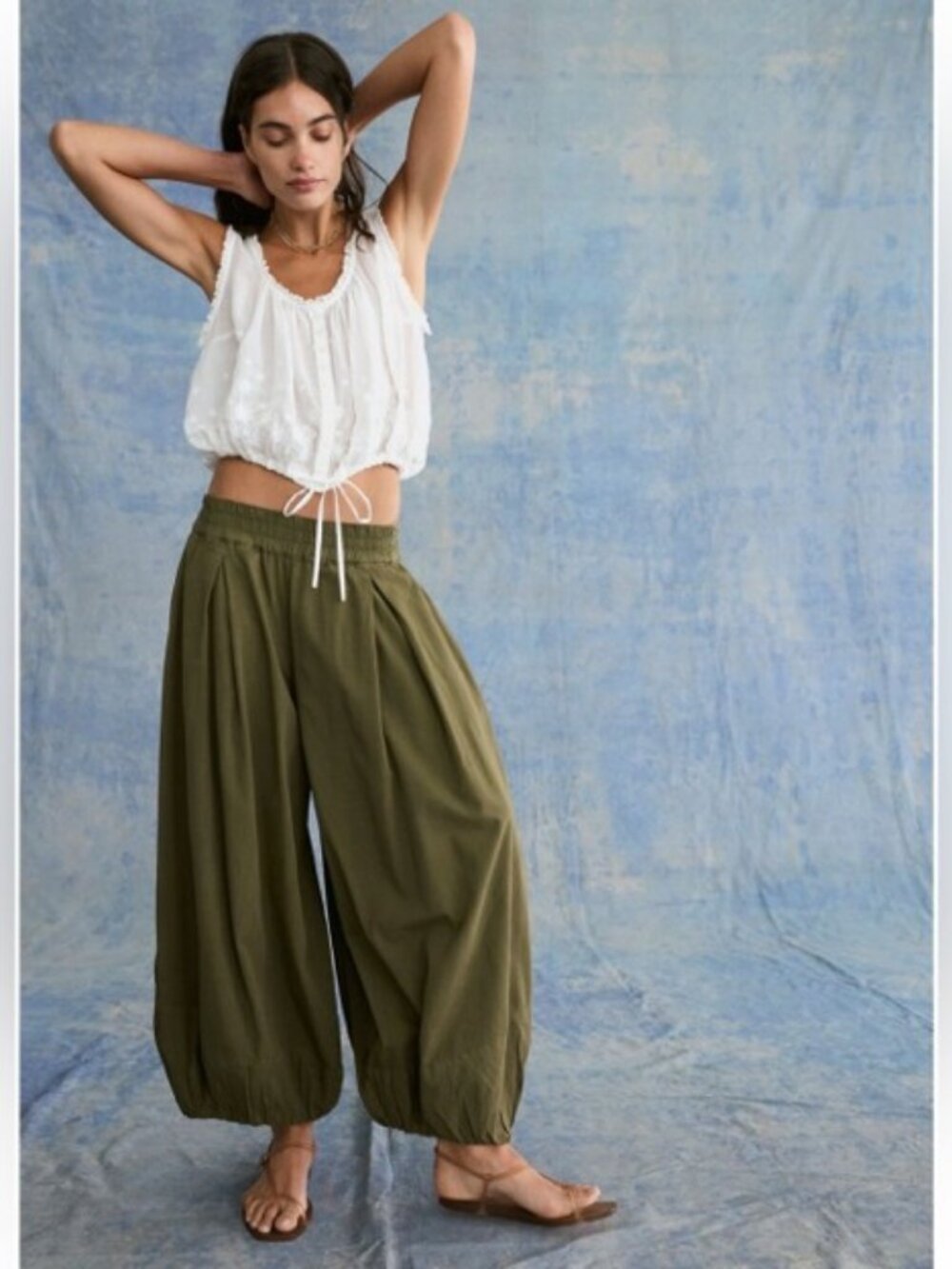 Free People Moon Flower Balloon Pants Green M